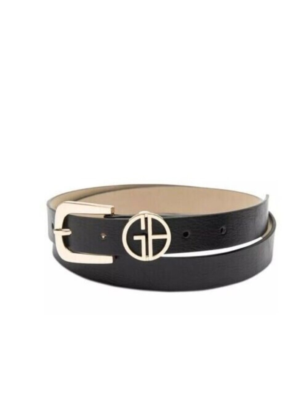 Giani Bernini Logo Keeper Belt, 1” wide, Faux-leather, Black